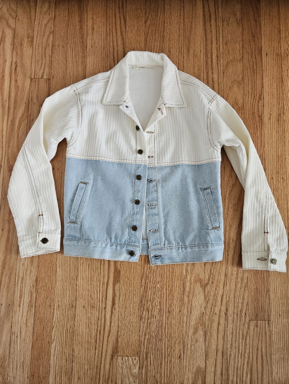 Fin & Vince Kids Cream Corduroy & Denim Jacket Size 6/7